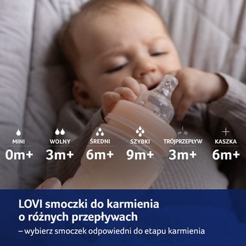 Lovi, silikonowy, dynamiczny smoczek na butelkę, średni przepływ, 6 m+, 2 szt.