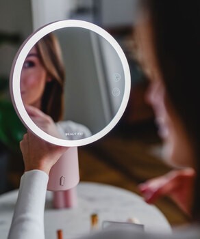 Beautifly Smart Moon Mirror z wbudowanym głośnikiem Bluetooth, lustro z regulacją światła LED, 1 szt.