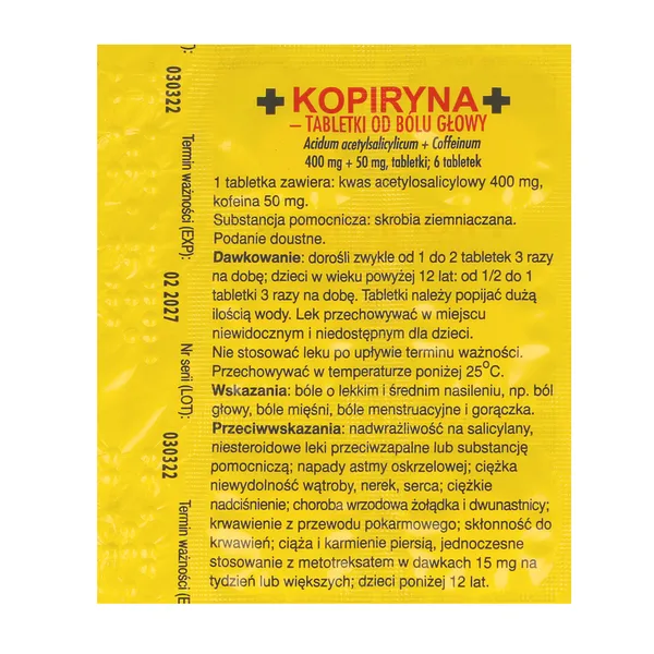 Kopiryna 400 mg + 50 mg 6 tabletek [Kopiryna]