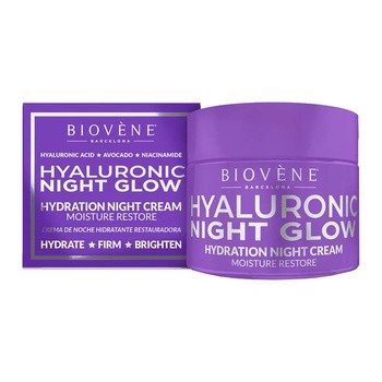 Biovene, Hyaluronic Night Glow, rozświetlający krem nawilżający na noc, 50 ml