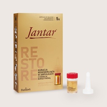 Jantar Restore, kuracja regenerująca z esencją bursztynową dla włosów zniszczonych i osłabionych, 5 x 5 ml