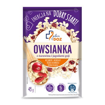 Plan by DOZ Owsianka z żurawiną i jagodami goji, 45 g