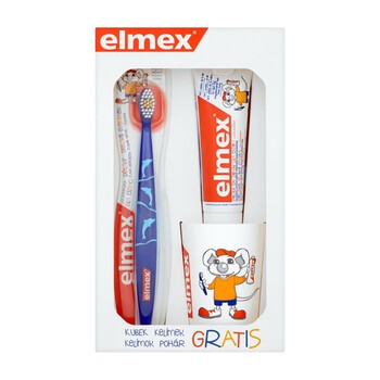 Zestaw Promocyjny Elmex, pasta do zębów 0-6 lat, 50 ml + szczoteczka miękka dla dzieci 3-6 lat + kubek GRATIS