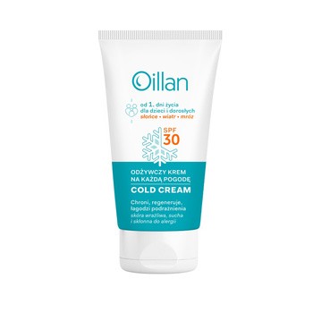 Oillan Cold Cream, odżywczy krem do twarzy i ciała na każdą pogodę SPF 30, 50 ml