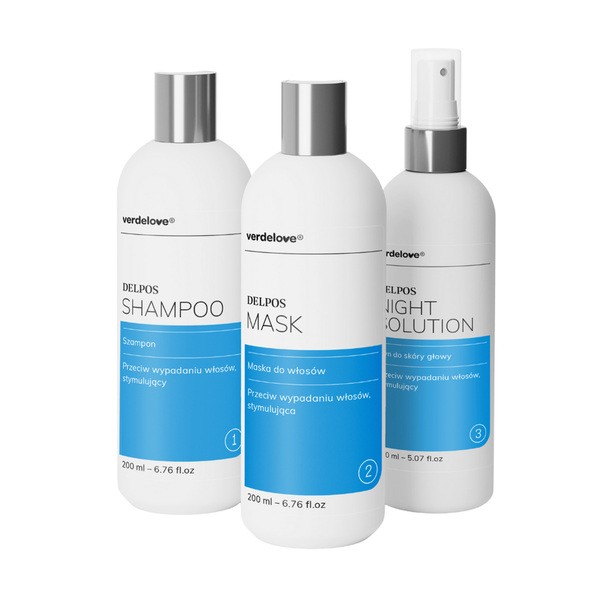 Verdelove Set Promocyjny Delpos, Shampoo, 200 ml + Haarmaske, 200 ml + Lotion für die Kopfhaut, 150 ml
