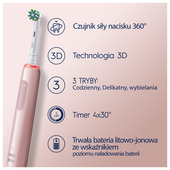 Oral-B, Pro Series 3, pink, szczoteczka elektryczna