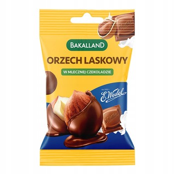Bakalland, orzech laskowy w mlecznej czekoladzie Wedel, 38 g
