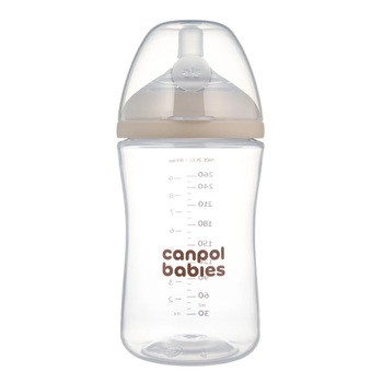 Canpol Babies Natural Shape, butelka ze smoczkiem dwustrefowym, 260 ml, wolny, 1 szt.