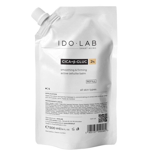 Ido Lab IDO LAB CICA+B-Gluc, Refill, glättend Lotion gegen Cellulite, 500 ml — Inhaltsstoffe und Bewertung