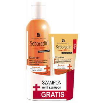 Zestaw Seboradin, szampon regenerujący do włosów zniszczonych, żeń-szeń, 200 ml + Mini szampon GRATIS