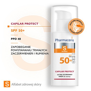 Pharmaceris S Capilar Protect, krem ochronny dla skóry naczynkowej i z trądzikiem różowatym SPF 50+, 50 ml