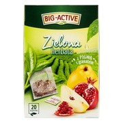 Big-Active, Zielona herbata w torebkach z pigwą i granatem, 30 g (1,5 g x 20 szt.)