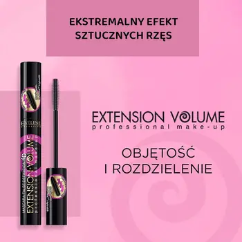Eveline Cosmetics Extension Volume, pogrubiająco-rozdzielający tusz do rzęs False Definition 4D, czarny, 10 ml
