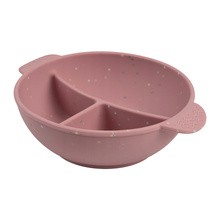 Canpol babies, miska silikonowa Dots z 3 przegródkami i przyssawką, 360 ml, różowa, 1 szt.