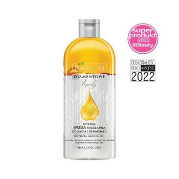 Bielenda Diamentowe Lipidy, woda micelarna do mycia i demakijażu, 425 ml