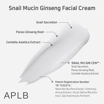 APLB Snail Mucin Ginseng Facial Cream, krem regenerujący do twarzy ze śluzem ślimaka i żeń-szeniem, 55 ml