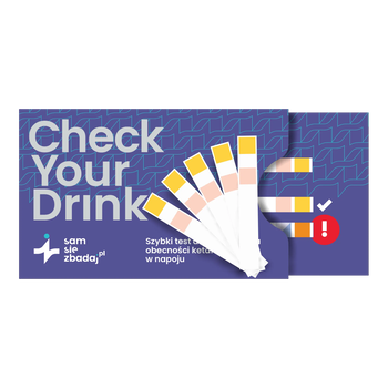 Check Your Drink, test na obecność pigułki gwałtu w napojach, 1 opakowanie (5 testów jednorazowych)