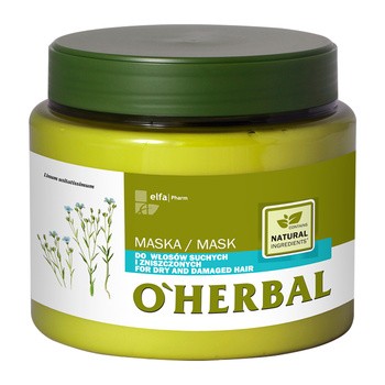 O`Herbal, maska do włosów suchych i zniszczonych, ekstrakt z lnu, 500 ml