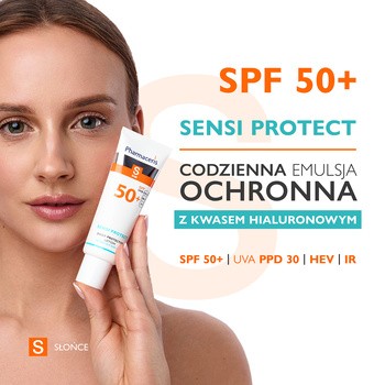 Pharmaceris S Sensi Protect, codzienna emulsja ochronna z kwasem hialuronowym do twarzy i okolic oczu SPF 50+, 50 ml