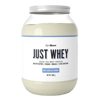 GymBeam Just Whey Protein White Chocolate Coconut, proszek, smak kokos biała czekolada, 2000 g