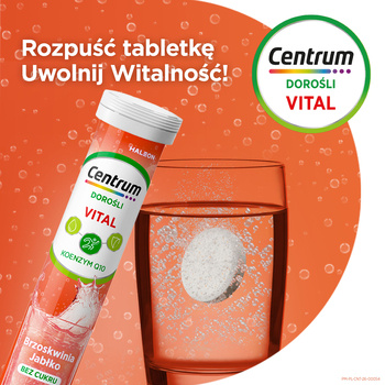 Centrum Vital Dorośli, tabletki musujące, smak brzoskwiniowo - jabłkowy, 20 szt.