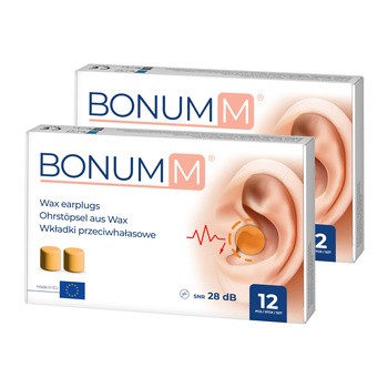 Zestaw 2 x 12 szt. Bonumm, wkładki przeciwhałasowe
