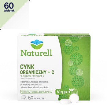 Naturell Cynk Organiczny + C, tabletki, 60 szt.