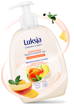 Luksja Creamy & Soft, energetyzujące mydło w płynie, Brzoskwinia i Biała Herbata, 500 ml