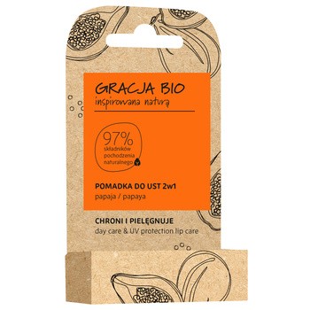Gracja Bio, pomadka do ust 2w1, ochronno-pielęgnacyjna, papaja, 5 g