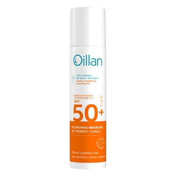 Oillan, mgiełka ochronna do twarzy i ciała SPF 50, 75 ml