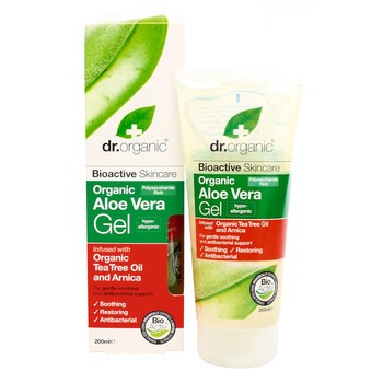 Dr Organic Aloe Vera, organiczny żel do ciała z olejkiem z drzewa herbacianego, 200 ml