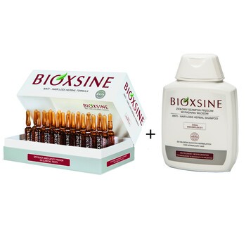 Zestaw Promocyjny Bioxsine, przeciw wypadaniu włosów, ampułki, 24 szt. + szampon do włosów normalnych, 300 ml GRATIS