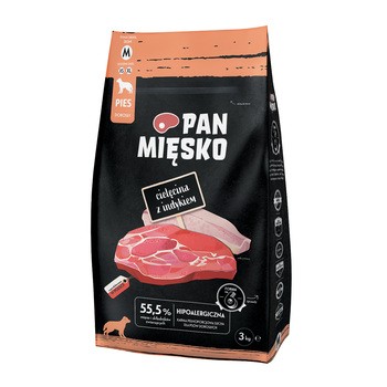 Pan Mięsko, sucha karma dla psa M, cielęcina z indykiem, 3 kg