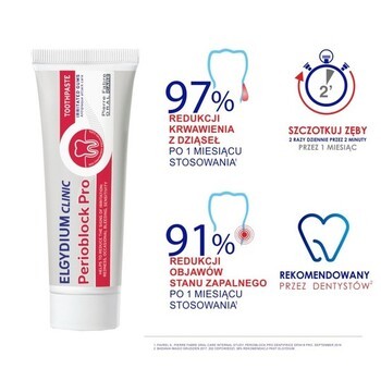 Zestaw Eludril Classic, płyn do płukania jamy ustnej, 500 ml + Elgydium Clinic Perioblock Pro, pasta do zębów, 50 ml
