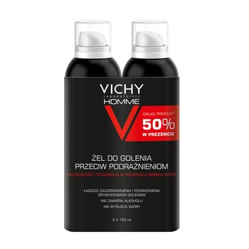 Zestaw Promocyjny Vichy Homme, żel do golenia przeciw podrażnieniom, 150 ml x 2 szt.