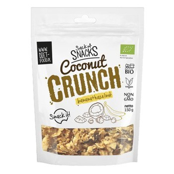 Diet-Food, Sack of Snacks, Bio Kokosowy Crunch z Bananem i Orzechami Laskowymi, 150 g