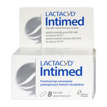 Lactacyd Intimed, kapsułki dopochwowe, twarde, 8 szt.