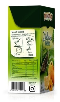 Big-Active, Zielona herbata z pomarańczą, liściasta, 100 g