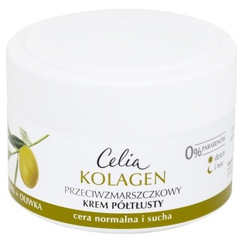 Celia, Kolagen, przeciwzmarszczkowy krem półtłusty z oliwką na dzień i noc, 50 ml
