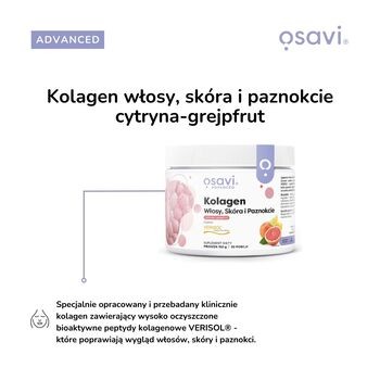 Osavi Kolagen Włosy, Skóra i Paznokcie, proszek, smak cytrynowo-grejpfrutowy, 150 g