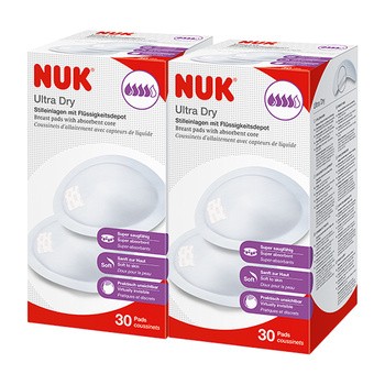 NUK Ultra Dry, wkładki laktacyjne, 30 szt. x 2 opakowania
