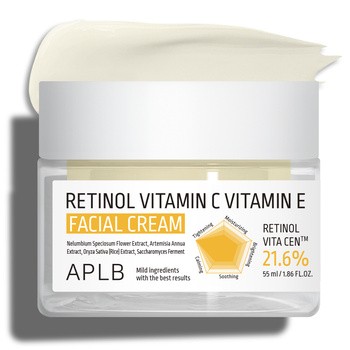 APLB Retinol Vitamin C Vitamin E Facial Cream, krem przeciwzmarszczkowy do twarzy z retinolem oraz witaminami C i E, 55 ml