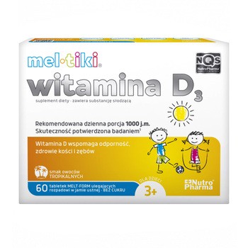 Meltiki Witamina D3, tabletki do ssania, smak tropikalny, 60 szt.