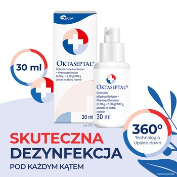 Oktaseptal, (0,10 g+2,00 g)/100 g, aerozol na skórę, 30 ml