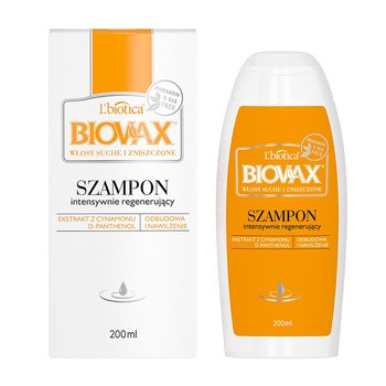 Biovax, szampon intensywnie regenerujący do włosów suchych, zniszczonych, 200 ml