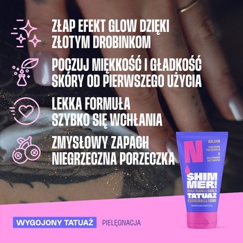 Neba Shimmer!, rozświetlający balsam do ciała i tatuażu, Niegrzeczna Porzeczka, 150 ml