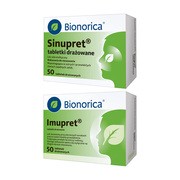 Zestaw Sinupret + Imupret, zatoki i przeziębienie, tabletki, 50 szt.
