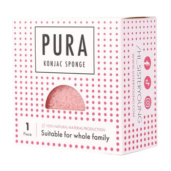 Sister Young, Pura Pink Konjac Sponge, gąbka do twarzy, 1 szt.