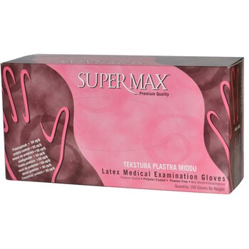 Rękawice Super-Max, Plastry miodu, lateksowe bezpudrowe, kolor naturalny, rozmiar M, 100 szt.