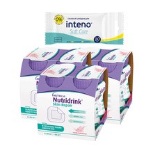 Zestaw 3 x Nutridrink Skin Repair, smak truskawkowy, płyn, 4 x 200 ml + INTENO Soft Care, chusteczki pielęgnacyjne, 10 szt.
